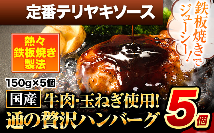 ハンバーグ 5個 国産のお肉使用！ 鶏肉不使用 温めるだけ 「通の贅沢ハンバーグ」定番テリヤキソース《45日以内に出荷予定(土日祝除く)》 牛 訳あり 小分け 早く届く