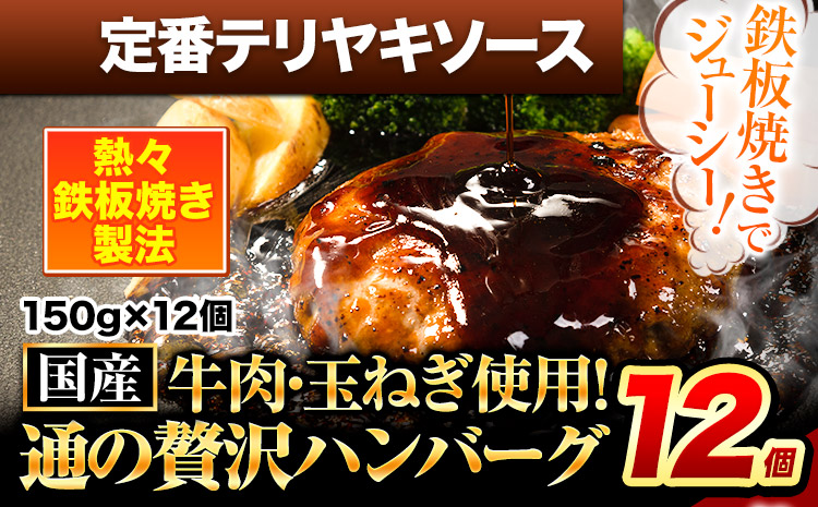 ハンバーグ 12個 国産のお肉使用！ 鶏肉不使用 温めるだけ 「通の贅沢ハンバーグ」定番テリヤキソース《45日以内に出荷予定(土日祝除く)》 牛 訳あり 小分け 早く届く