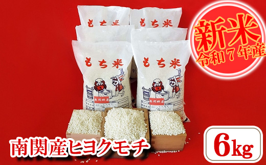 先行予約【令和7年産】南関産ヒヨクモチ 6kg 精米 熊本県 南関町産 産地直送 餅 赤飯 おこわ 12月初旬よりお届け