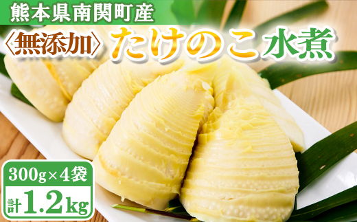 【先行受付】無添加たけのこ水煮 計1.2Kg(300g×4袋) 熊本県 南関町産 春 新鮮 和食 素材 野菜 産地直送 小分け 個包装 筍 ﾀｹﾉｺ