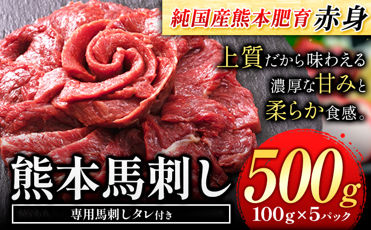 馬刺し 赤身 馬刺し 500g【純 国産 熊本 肥育】 たっぷり タレ付き 生食用 冷凍《30日以内に出荷予定(土日祝除く)》送料無料 国産 絶品 馬肉 肉 ギフト