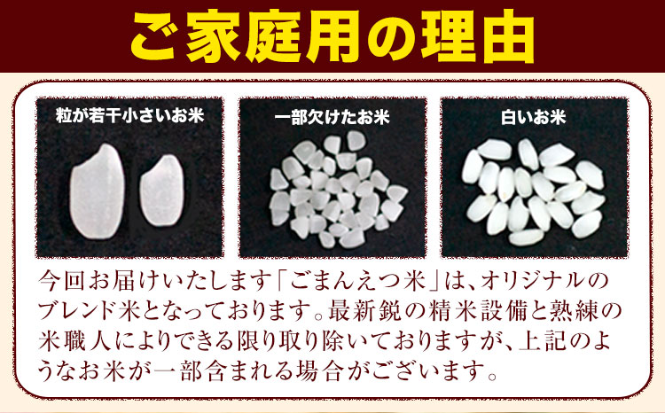 【6ヶ月定期便】訳あり 米 無洗米 ごまんえつ米 15kg 5kg×3袋 米 こめ 定期便 家庭用 備蓄 熊本県 長洲町 くまもと ブレンド米 熊本県産 訳あり 常温 配送 《お申し込み月の翌月から出荷開始》