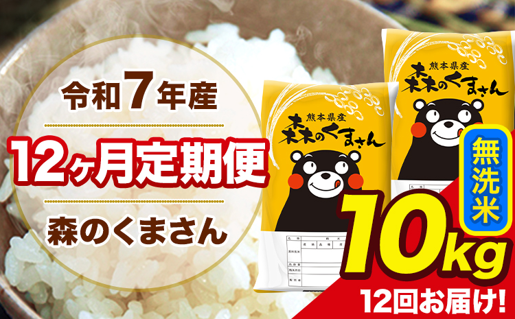 米 令和7年産 森のくまさん【12ヶ月定期便】 無洗米 10kg 5kg×2袋 計12回お届け 《お申込み翌月から出荷》 お米 こめ 熊本県産 ご飯 備蓄