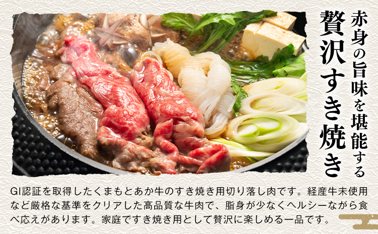 熊本県産 GI認証取得 くまもとあか牛 すき焼き用 切り落とし 600g くまふる《45日以内に出荷予定(土日祝除く)》熊本県 長洲町 肉 牛肉 あか牛 赤牛 焼肉 切り落とし 熊本県産 国産