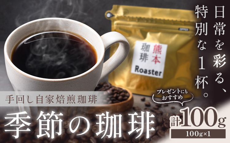 コーヒー 手回し自家焙煎珈琲 季節の珈琲 100g 熊本珈琲Roaster《30日以内に出荷予定(土日祝除く)》熊本県 長洲町 コーヒー 豆 コーヒー豆