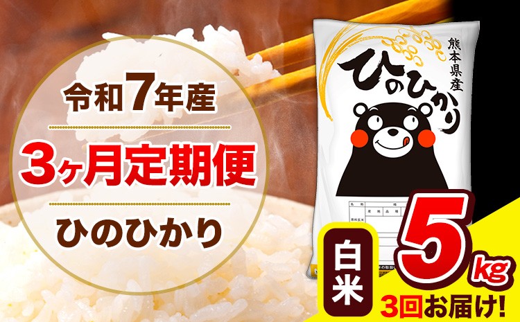 令和7年産 ひのひかり 【3ヶ月定期便】 白米  5kg (5kg×1袋) 計3回お届け 《お申込み翌月から出荷》 熊本県産 白米 精米 ひの 米 こめ お米 熊本県 長洲町
