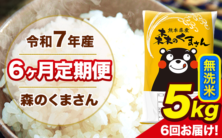 米 令和7年産 森のくまさん【6ヶ月定期便】 無洗米 5kg 5kg×1袋 計6回お届け 《お申込み翌月から出荷》 お米 こめ 熊本県産 ご飯 備蓄