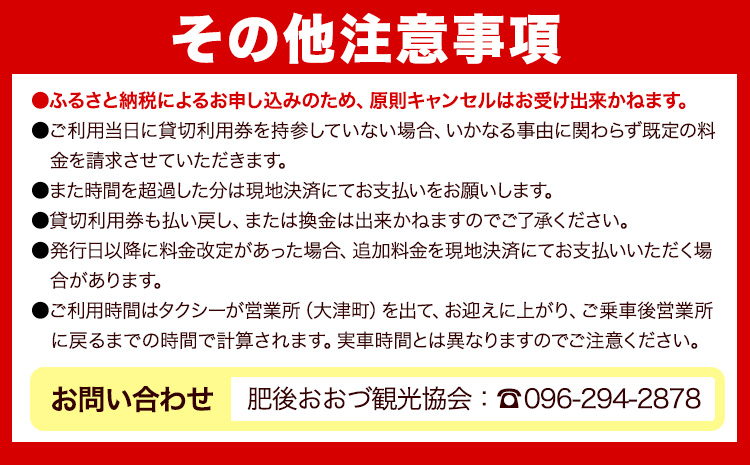 大阿蘇大津タクシー 観光タクシー 5時間貸切券 肥後おおづ観光協会 《45日以内に出荷予定(土日祝除く)》 熊本県 大津町 タクシー 貸切券 旅行 観光 熊本観光 家族旅行