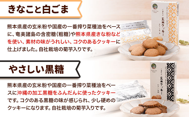 くまもと 玄米クッキー 2種×3箱(1箱に3袋入) 株式会社阿蘇自然の恵み総本舗 《30日以内に出荷予定(土日祝除く)》熊本県 大津町 クッキー 玄米 きなこ ごま 黒糖 スイーツ お菓子 菊芋 FSSC22000取得