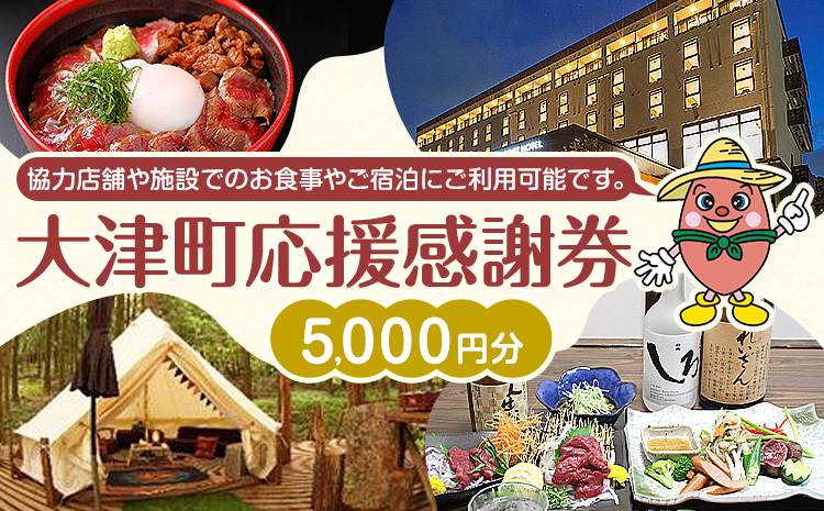 大津町 応援感謝券 5000円 観光協会《30日以内に出荷予定(土日祝除く)》熊本県 大津町 飲食店 宿泊施設