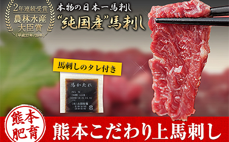 馬刺し 上赤身 ブロック 国産 熊本肥育 冷凍 生食用 たれ付き(10ml×6袋) 100g×6セット 肉 期間限定 絶品 牛肉よりヘルシー 熊本県大津町《1月中旬-3月末頃出荷》