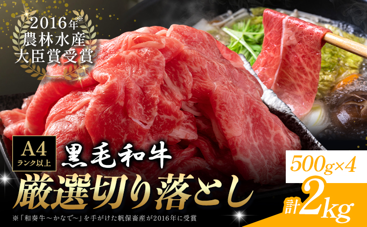 厳選 くまもと黒毛和牛 切り落とし 2kg ( 1パック 500g ) 《30日以内に出荷予定(土日祝除く)》熊本県 大津町 和牛焼肉LIEBE くまもと黒毛和牛 切り落とし 冷凍 リーベ