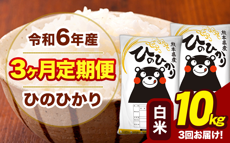 令和6年産 【3ヶ月定期便】 白米 米 ひのひかり 10kg《お申し込み月の翌月から出荷開始》熊本県 大津町 国産 熊本県産 白米 送料無料 ヒノヒカリ こめ お米