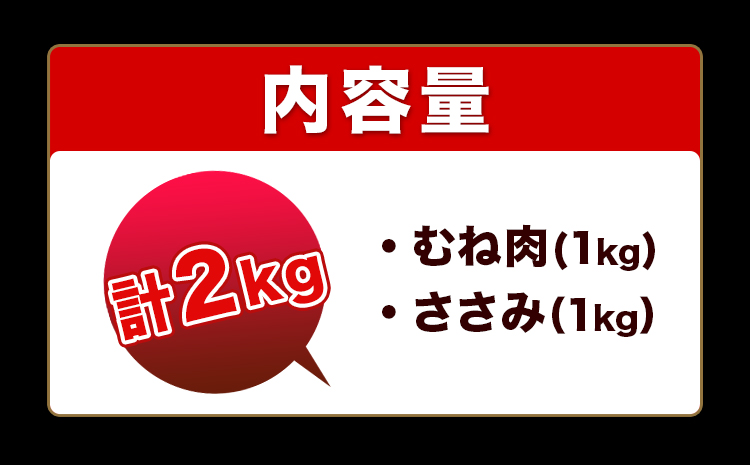 天草大王 ヘルシーセット (加熱用) 2kg むね肉 ささみ 熊本県産 あそ大王ファーム株式会社　《60日以内に出荷予定(土日祝除く)》