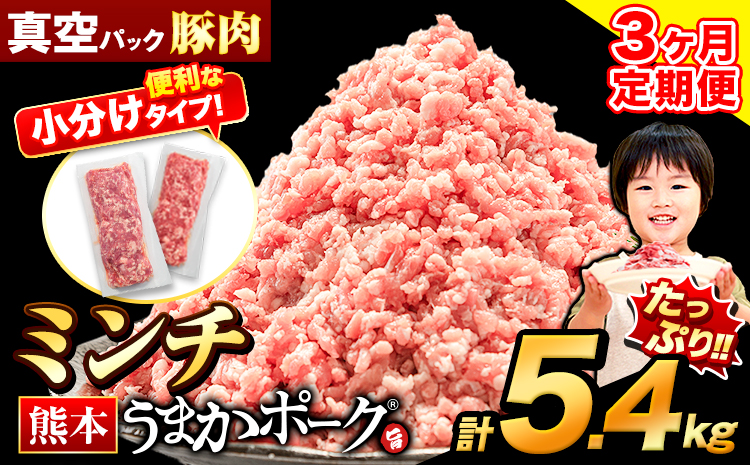 【3ヶ月定期便】 ミンチ 5.4kg 豚 小分け 訳あり 訳有 ひき肉 うまかポーク 傷 規格外 ぶた肉 ぶた 真空パック  簡易包装 冷凍 《申込み翌月から発送》