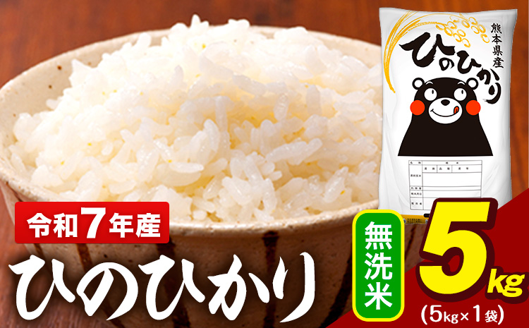 令和7年産 無洗米 米 ひのひかり 5kg《7-14日以内に出荷予定(土日祝除く)》熊本県 大津町 国産 熊本県産 無洗米 精米 送料無料 ヒノヒカリ こめ お米