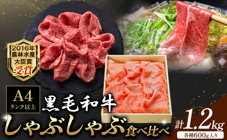A5 A4 ランク 黒毛和牛しゃぶしゃぶ食べ比べセット 計1.2kg サーロイン 600g 赤身 600g 《45日以内に出荷(土日祝除く)》熊本県 大津町 和牛焼肉LIEBE しゃぶしゃぶ 冷蔵 リーベ サーロイン 赤身