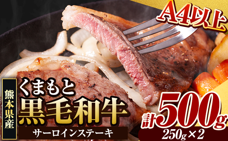 くまもと黒毛和牛 サーロインステーキ 500g ( 250g x 2枚 ) 牛肉 冷凍 《30日以内に出荷予定(土日祝除く)》 くまもと黒毛和牛 黒毛和牛 冷凍庫 個別 取分け 小分け 個包装 ステーキ肉 にも サーロインステーキ