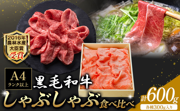 A5 A4 ランク 黒毛和牛しゃぶしゃぶ食べ比べセット 計600g サーロイン 300g 赤身 300g 《45日以内に出荷(土日祝除く)》熊本県 大津町 和牛焼肉LIEBE しゃぶしゃぶ 冷蔵 リーベ サーロイン 赤身