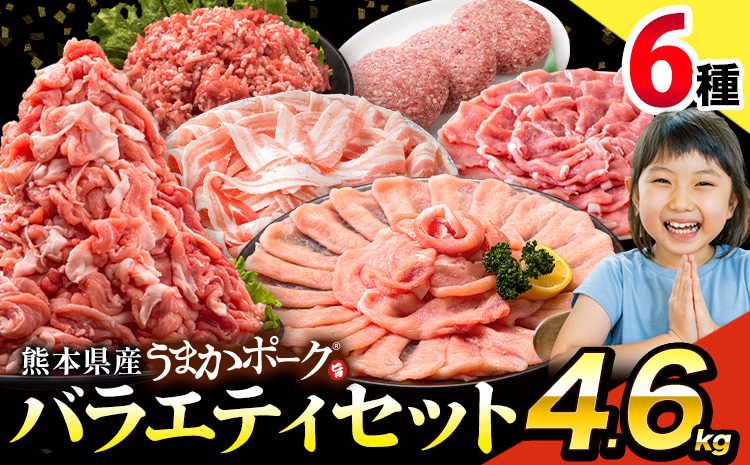豚肉 うまか ポーク バラエティ セット 4.6kg 豚肉 しゃぶしゃぶ 切り落とし 豚ロース バラ 豚バラ スライス 以上 定期便 真空 不揃い 数量限定 簡易包装 冷凍配送 小分け 《年内にお届け》 豚肉