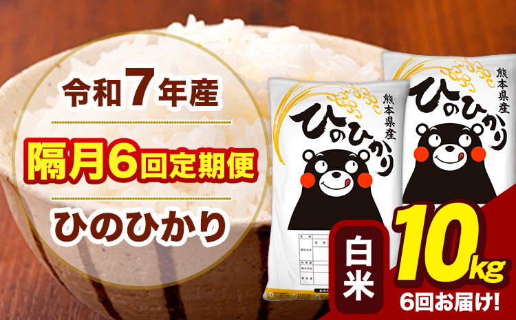 令和7年産 白米 【隔月6回定期便】 ひのひかり 10kg《お申込み翌月から出荷》熊本県 大津町 国産 熊本県産 ヒノヒカリ こめ お米