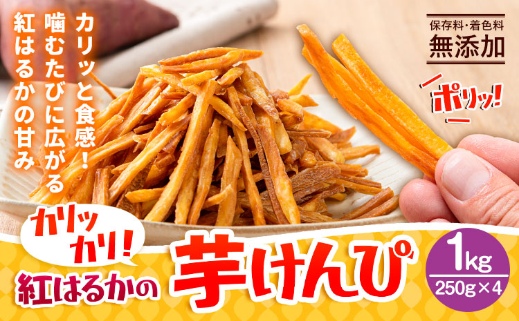 カリッカリ 紅はるかの芋けんぴ 1kg 1袋250g 熊本県大津町産 無添加《30日以内に出荷予定(土日祝を除く)》薩摩芋 さつまいも サツマイモ イモケンピ 保存料・着色料 不使用 小分け