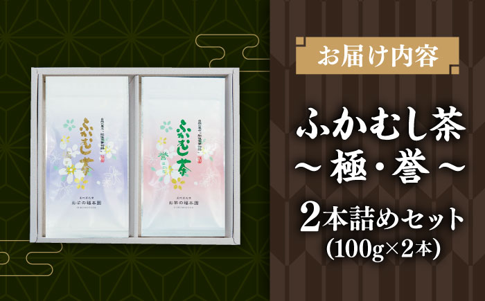 ふかむし茶　「極」 「誉」　2本詰め セット 計200g / ふかむし茶 お茶 緑茶 銘茶 茶葉 厳選 熊本県 菊陽 特産品【有限会社 お茶の福本園】 [BHAI005]