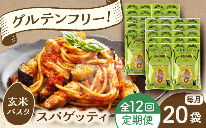 【全12回定期便】玄米パスタ スパゲッティ20袋セット / 玄米 パスタ 特産品 熊本【株式会社熊本玄米研究所】 [BHAF022]