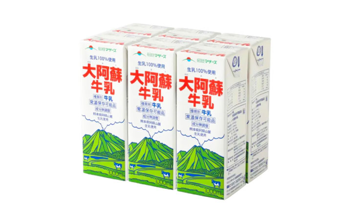 大阿蘇 牛乳 1000ml 紙パック(6本入) / 阿蘇 熊本 乳牛 生乳 牛乳 ミルク 無調整 自然 らくのう【合同会社 たべたせいか】 [BHBY013]