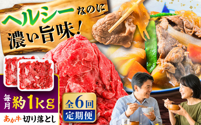 【全6回定期便】あか牛 切り落とし 約1kg (約500g×2P) / 熊本 赤牛 褐牛 あかうし 褐毛和種 肥後 冷凍 国産 牛肉 和牛 切り落とし こま切れ【五右衛門フーズ】 [BHCY007]