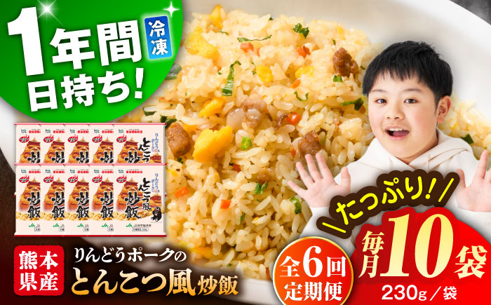 【全6回定期便】熊本県産 こだわり炒飯 りんどうポークのとんこつ風 炒飯 計2.3kg (230g×10)【ユーユーフーズ株式会社】 [BHCS032]