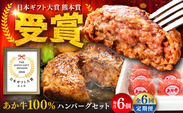 【全6回定期便】熊本和牛あか牛ハンバーグセット　約120g×6個 / 菊陽町 あかうし 熊本県 肉 にく niku ブランド 旨み【有限会社　三協畜産】 [BHAS034]