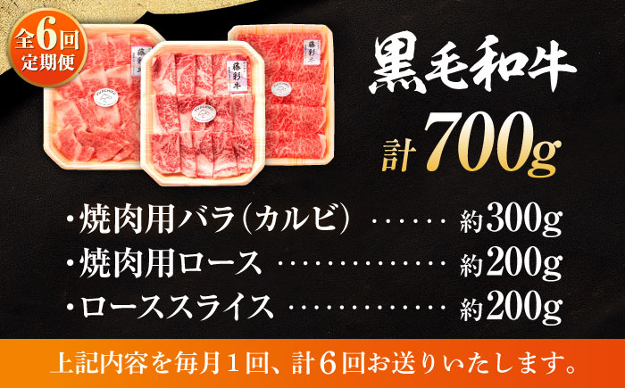 【全6回定期便】くまもと黒毛和牛「藤彩牛」厳選3種の食べ比べ計700g 3902【株式会社フジチク】 [BHAD043]