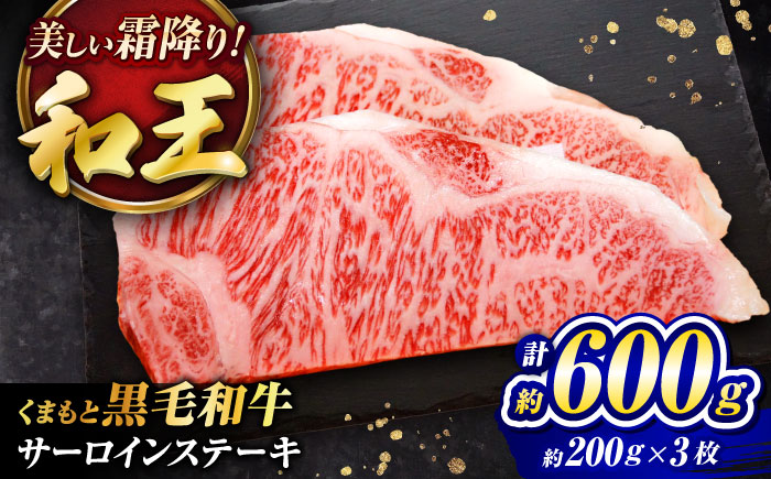 くまもと黒毛和牛 ｢和王｣ サーロインステーキ 計約600g (約200g×3枚) / 牛肉 和王 黒毛和牛 肉 サーロイン さーろいん 希少部位 熊本県 菊陽町【菊池地域農業協同組合】 [BHBQ013]