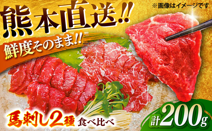 こだわり馬刺し2点盛り 各100g（醤油・生姜付き）計200g / 馬肉 上赤身 トロ セット ばさし 醤油付き 菊陽町 熊本県 特産品 【有限会社菊陽食肉センター】 [BHAC001]