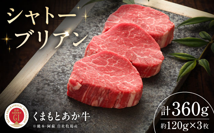 [GI認証]くまもとあか牛シャトーブリアン 約120g×3枚 / 菊陽町 あかうし 熊本県 肉 にく niku ブランド 旨み [有限会社 三協畜産] [BHAS014]