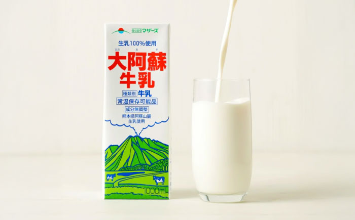 大阿蘇 牛乳 1000ml 紙パック(6本入) / 阿蘇 熊本 乳牛 生乳 牛乳 ミルク 無調整 自然 らくのう【合同会社 たべたせいか】 [BHBY013]