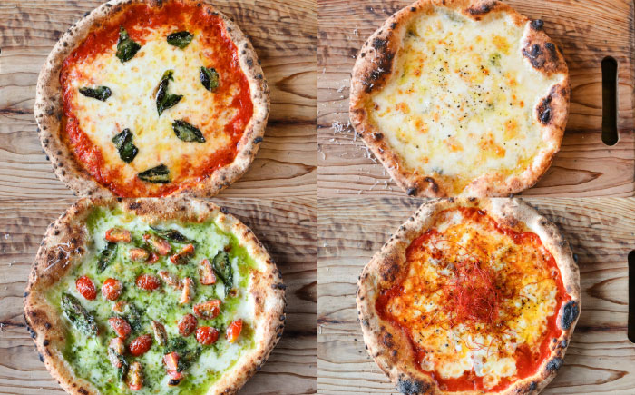 【ナポリピッツァ専門店が作る薪窯焼き冷凍ピッツァセット】人気のピッツァまとめて4種類セット×各1枚(マルゲリータ/4種のチーズ(はちみつ付)/マルゲリータビアンカ/ディアボラ)【堀川ピッツァ】 [BHBV015]