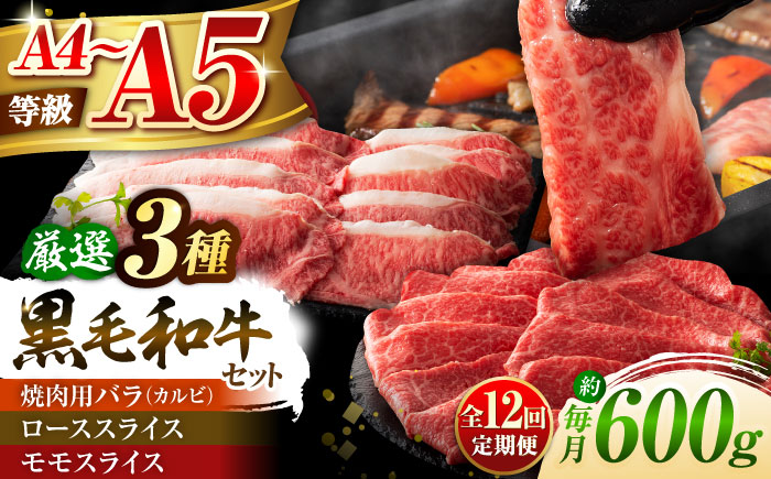 【全12回定期便】くまもと黒毛和牛「藤彩牛」厳選3種の食べ比べ計600g 3901【株式会社フジチク】 [BHAD041]