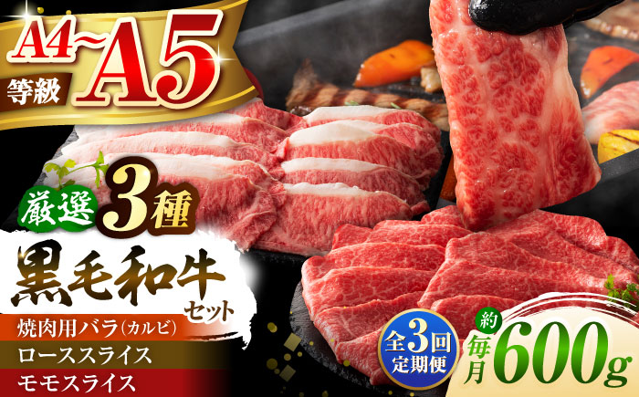 【全3回定期便】くまもと黒毛和牛「藤彩牛」厳選3種の食べ比べ計600g 3901【株式会社フジチク】 [BHAD039]