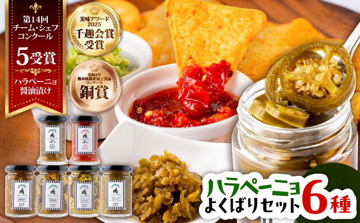 ハラペーニョ よくばりセット 6種 / はらぺーにょ 醤油漬け ピクルス 漬物 たれ 唐辛子 調味料 旨辛 熊本 菊陽町【こびらオリーブ園】 [BHBL003]