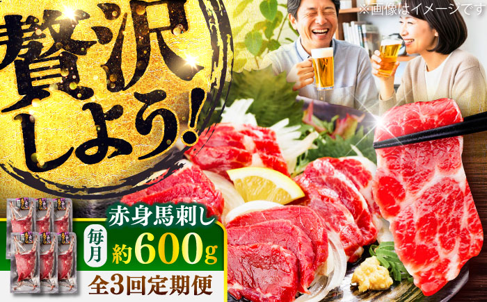 【全3回定期便】赤身 馬刺し 約600g(約100g×6パック) / 小分け 熊本 馬刺 赤身 馬刺し 冷凍 馬肉 ヘルシー 真空 パック おつまみ 熊本県 菊陽町【五右衛門フーズ】 [BHCY022]