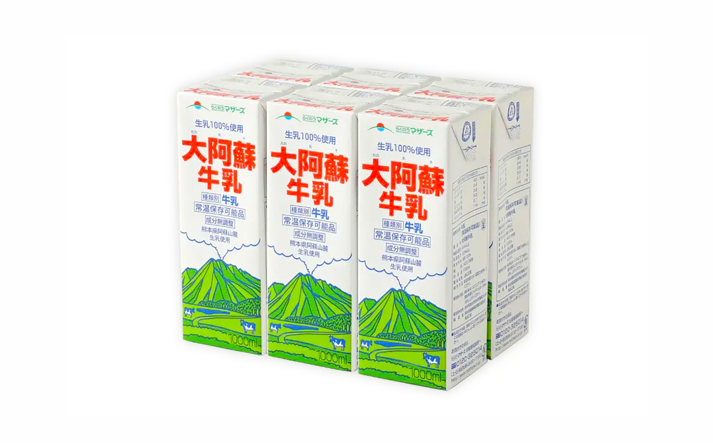 【全12回定期便】大阿蘇 牛乳 1000ml 紙パック 6本入【合同会社 たべたせいか】 [BHBY026]
