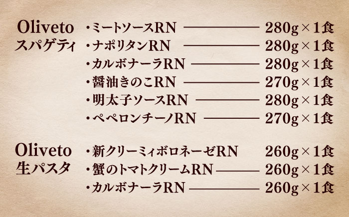 植竹隆政シェフ監修 Oliveto 生パスタ ＆スパゲティ 9種類×1食(計9食)食べ比べセット / パスタ 冷凍 調理済 熊本県【亀井通産株式会社(株式会社マルハニチロ九州)】 [BHAY006]