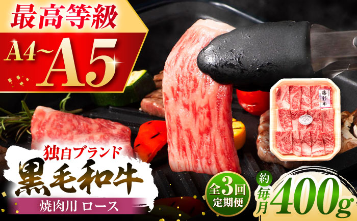 [全3回定期便]フジチク 藤彩牛 ロース 焼肉用 約400g 牛肉 黒毛和牛 国産[株式会社フジチク] [BHAD093]