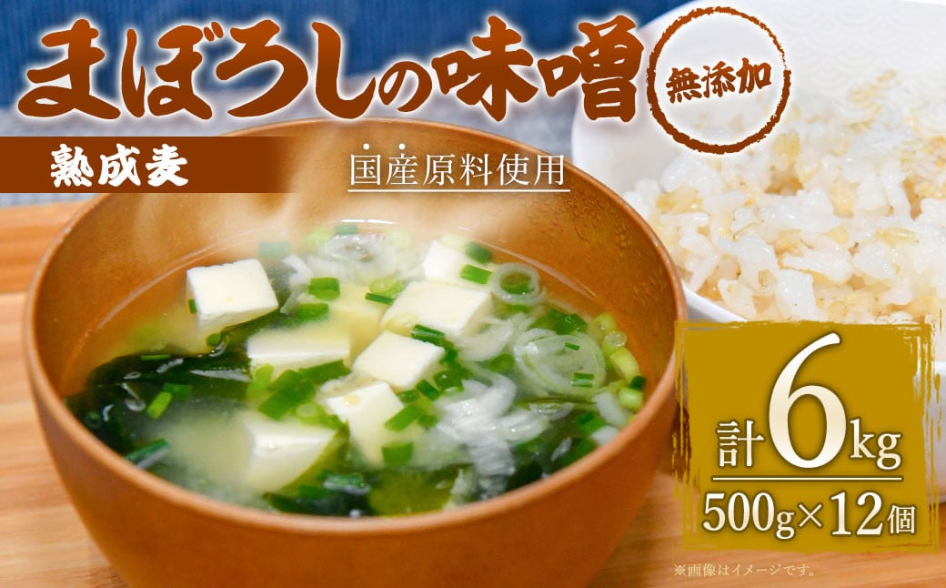 無添加 まぼろしの 味噌 熟成麦 500g×12個 セット