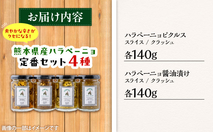 【先行予約】【2026年6月下旬順次発送開始】ハラペーニョ 定番セット 4種 / 醤油漬け ハラペーニョ ピクルス 唐辛子 調味料 4種 セット 菊陽町 熊本県【こびらオリーブ園】 [BHBL005]