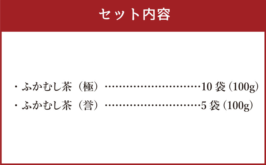 ふかむし茶 「極」 「誉」15本 セット 計1.5kg お茶 日本茶 深蒸し茶 詰合せ