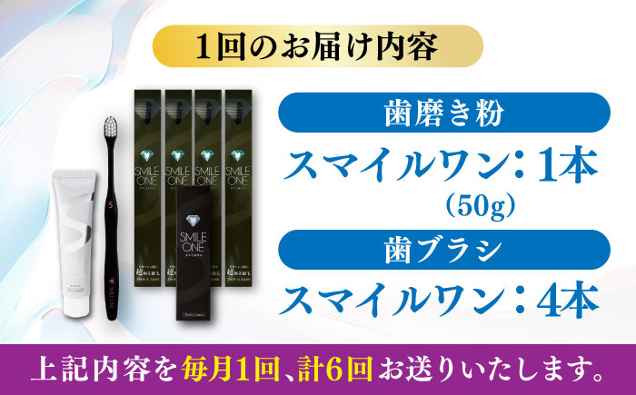 【全6回定期便】歯ブラシセット(SMILE ONE 歯ブラシ×4,SMILE ONE歯磨き剤×1本) / 歯磨き粉 歯磨き 銀イオン ボタニカル成分 虫歯 予防 日用品?熊本県 菊陽町【株式会社 ピカッシュ】 [BHBA007]