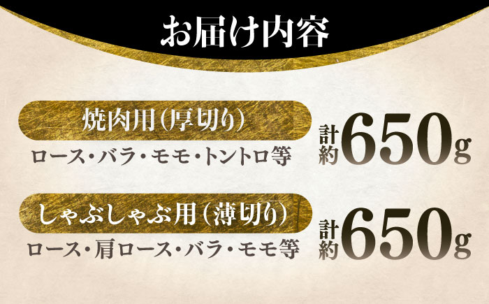 【香心ポーク】焼肉用厚切り、しゃぶしゃぶ用薄切りのセット(計約1.3kg)【有限会社コーシン】 [BHAH008]